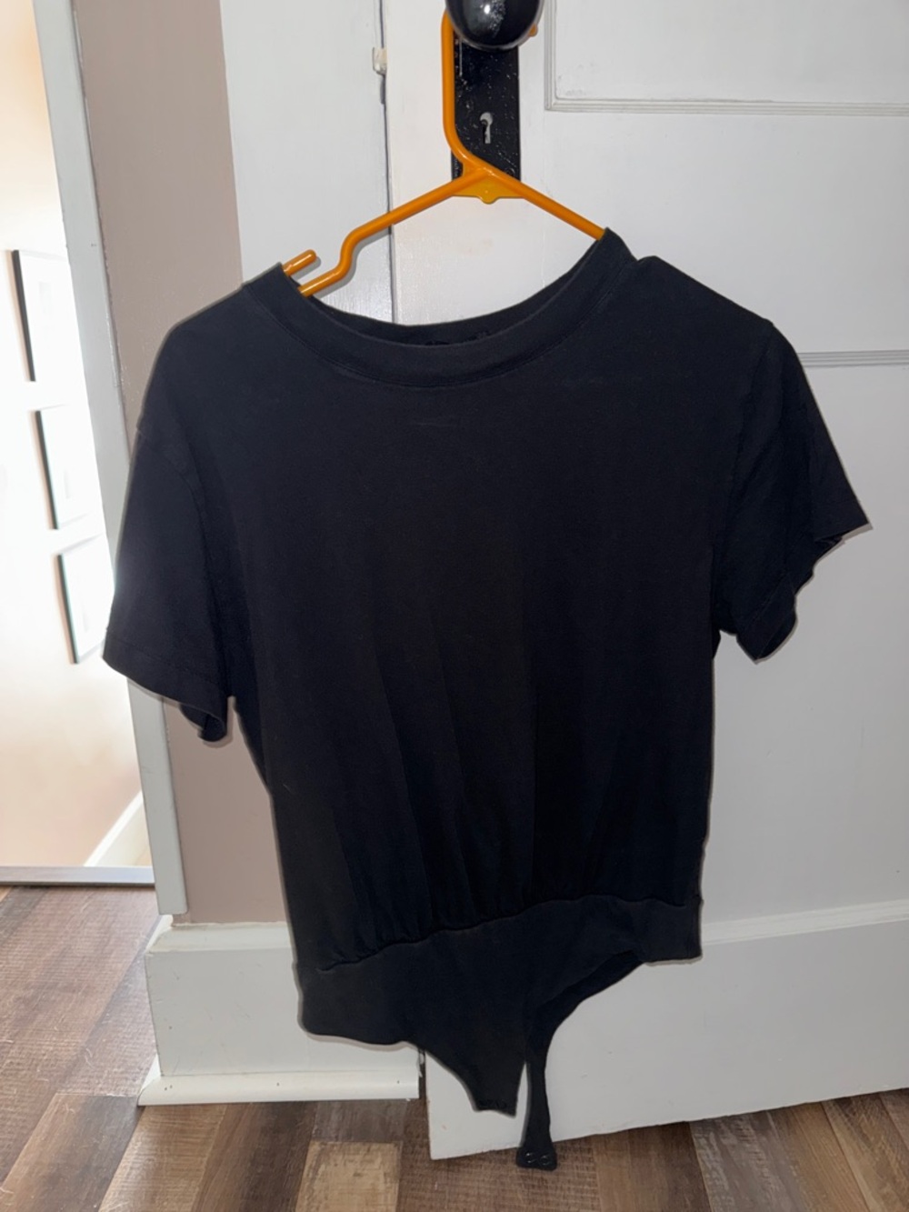 nuuds Black Short Sleeve Bodysuit Top